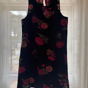 Free People Black Mini Dress with Pink Floral Accents